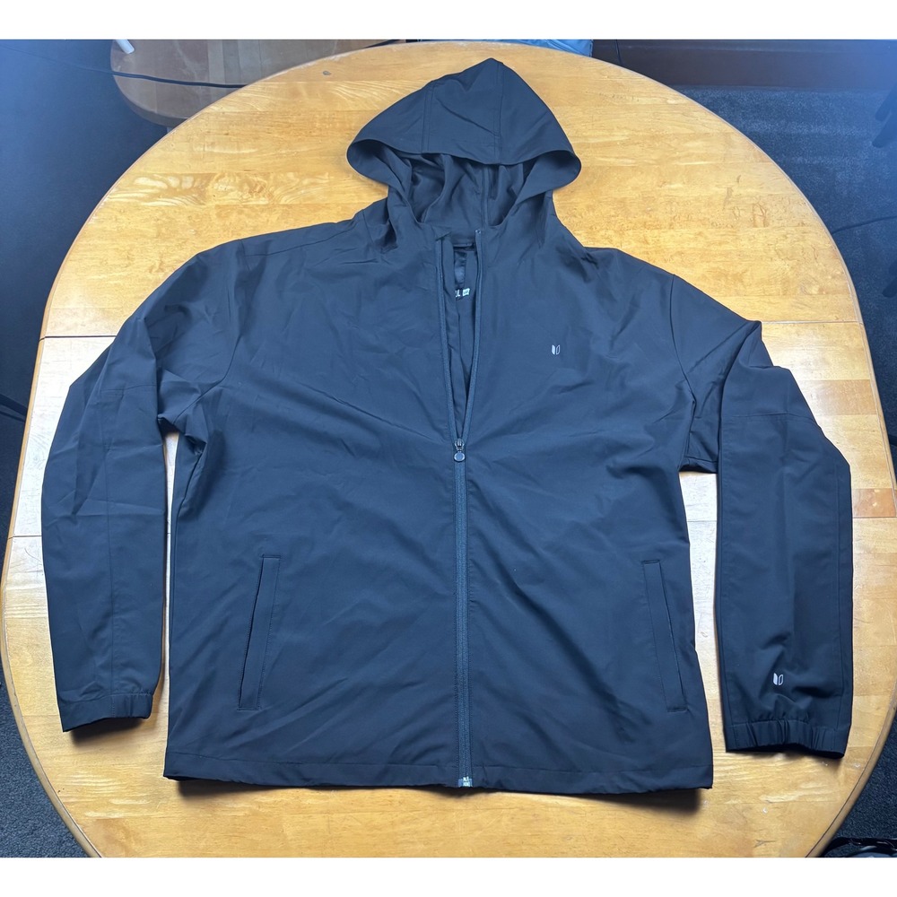 Linksoul Mens XXL Black Full Zip Hooded Windbreaker Coronado Golf Course Jacket